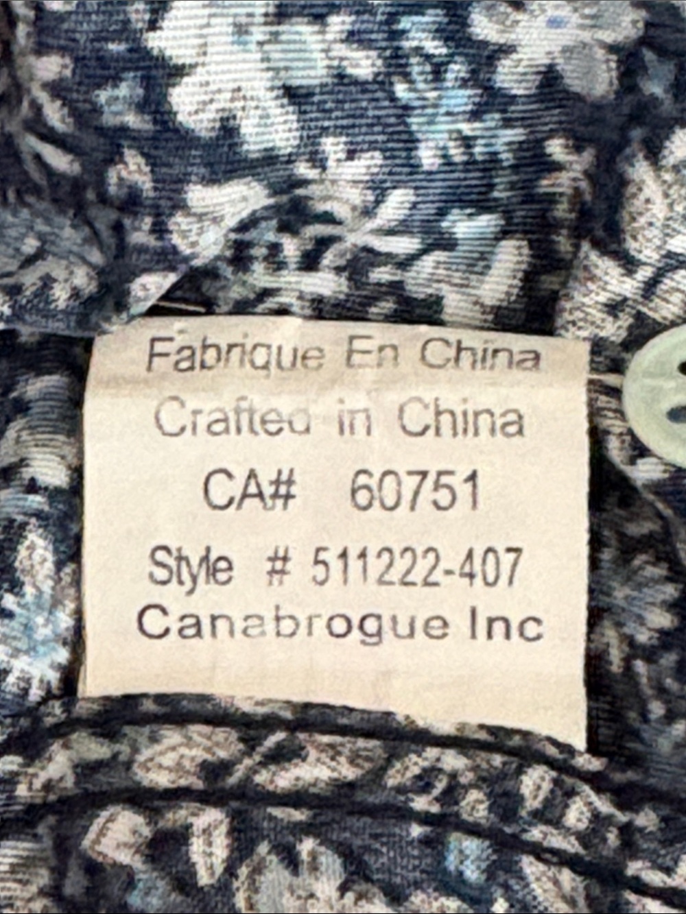 Rue Saint-Patrick Montreal Floral Button Up Shirt Navy Blue Long Sleeve Large - Picture 6 of 6